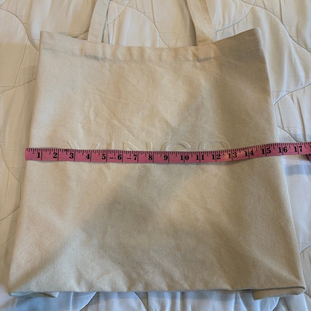 VINCE. Cotton Natural Canvas Tote Bone Sz OS Grocery Market Bohemian Reusable - Picture 9 of 10